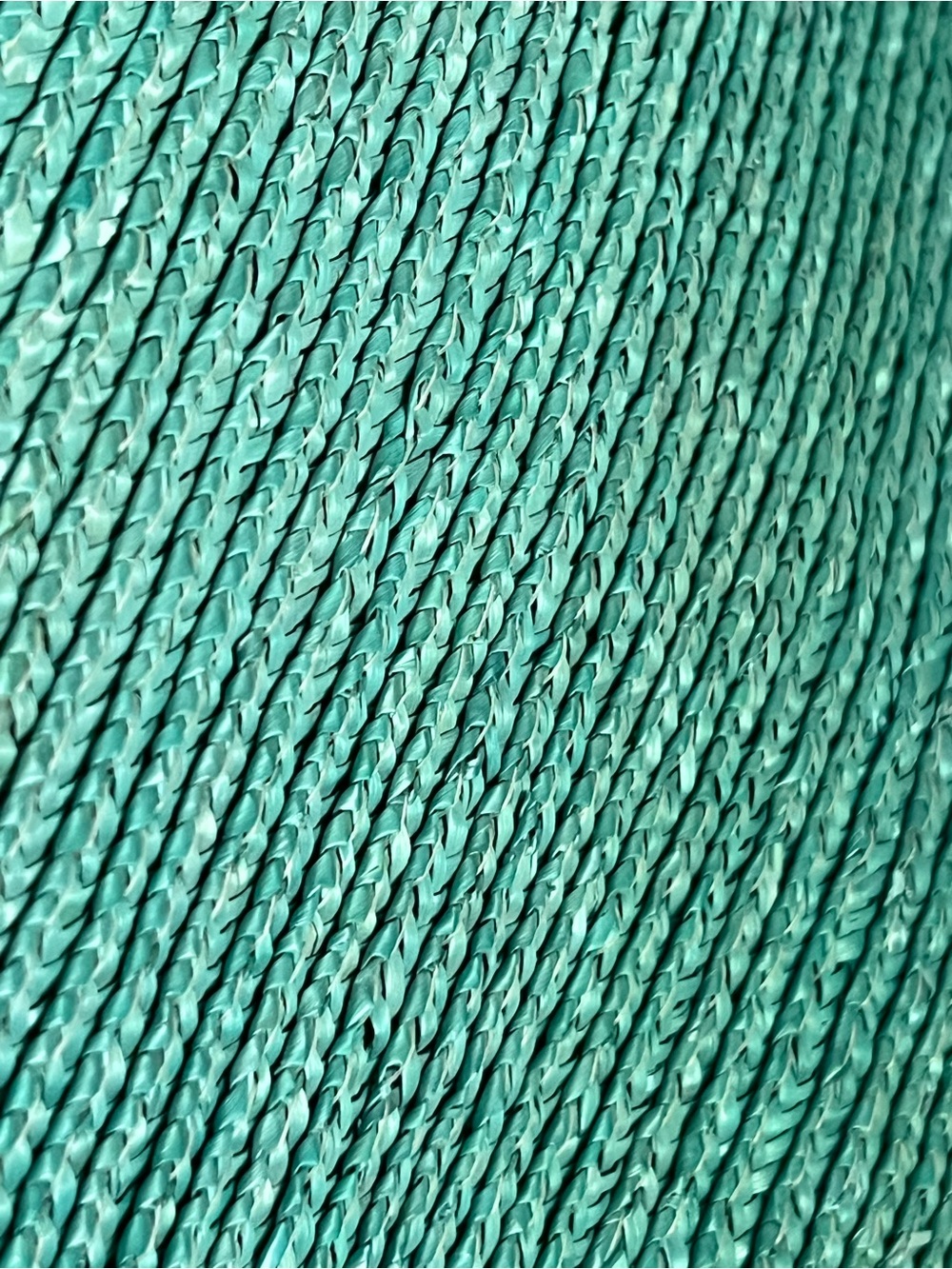 Turquoise Woven Straw Handbag Aqua Natural Straw Purse Zip Top Summer Bag - Picture 5 of 9